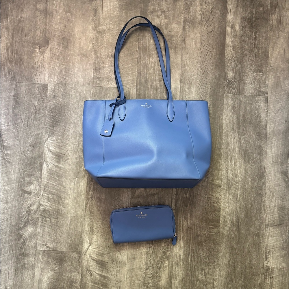 Kate Spade Blue Tote Bag and Wallet Set